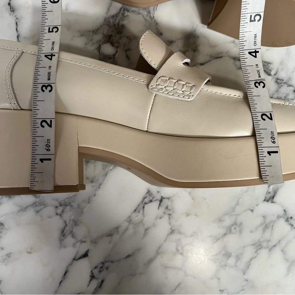 Dolce Vita Yanni Platform Penny Loafers Ivory Leather Women’s Size 10